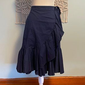 Ruffled faux wrap skirt